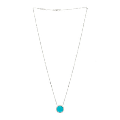 Van Cleef & Arpels 18K White Gold Turquoise Perlee Couleurs Pendant Necklace 3 of 6