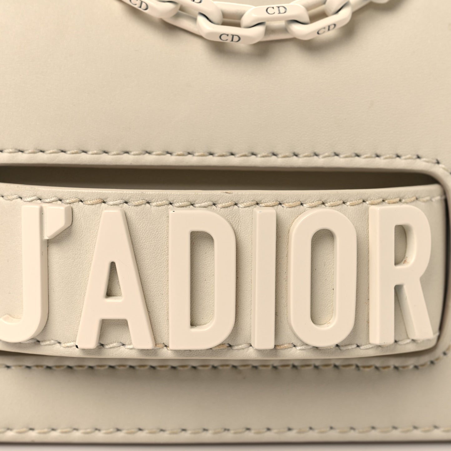 Ultra Matte Calfskin Mini J'Adior Chain Flap Bag White