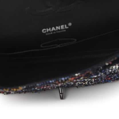 Chanel Tweed Sequin Chevron Quilted Medium Double Flap Multicolor 5 of 10
