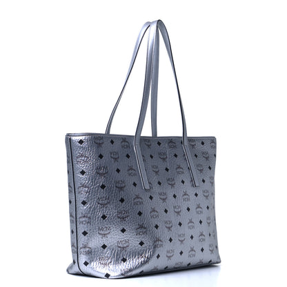 MCM Metallic Visetos Medium Anya Shopper Tote Silver 2 of 10