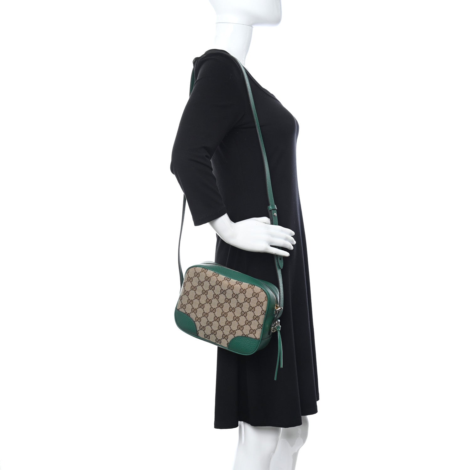 Gucci Monogram Dollar Calfskin Mini Bree Messenger Bag Beige Ebony Emerald 2 of 8
