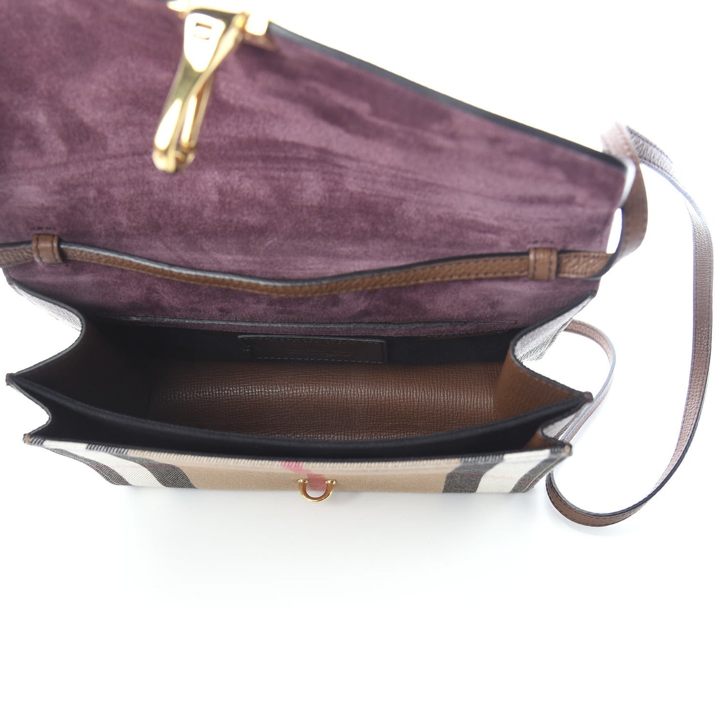 Derby Calfskin House Check Small Macken Crossbody Bag Tan