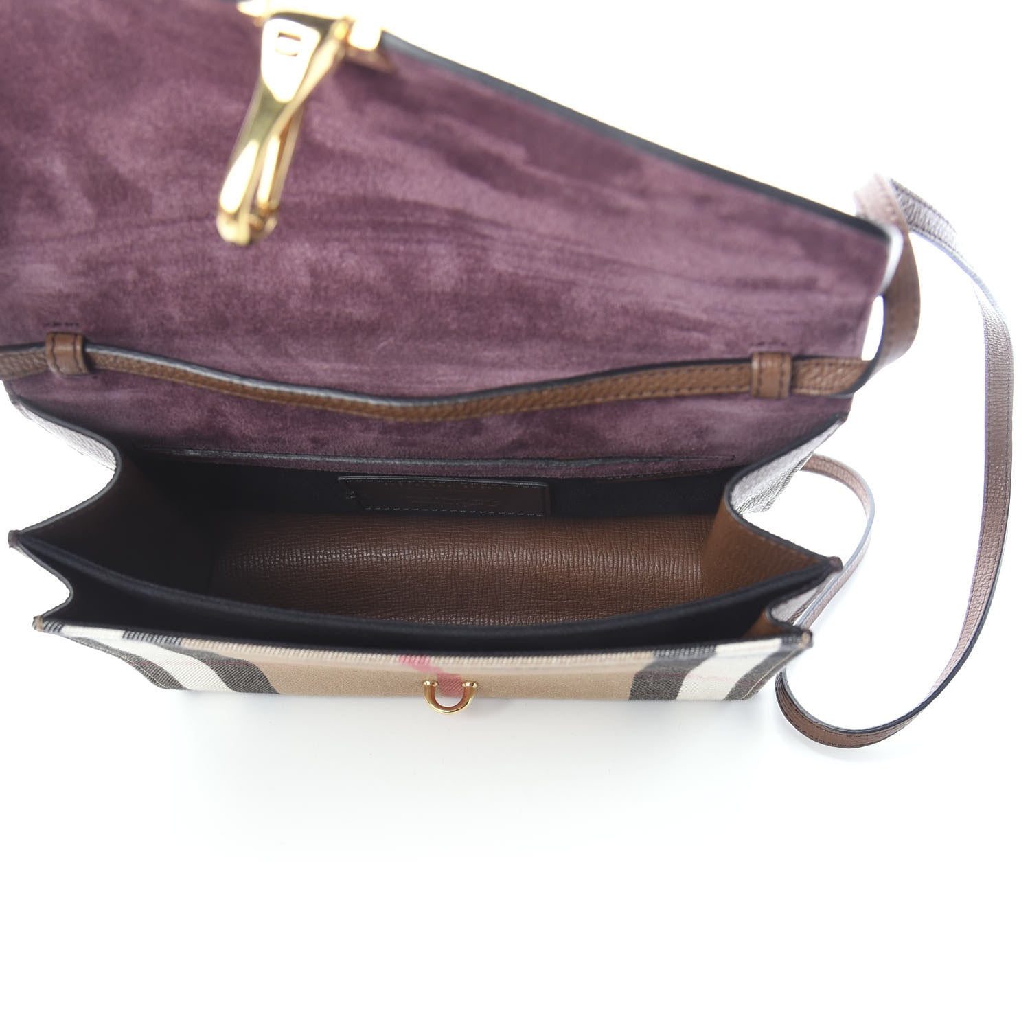 Burberry Derby Calfskin House Check Small Macken Crossbody Bag Tan 5 of 10