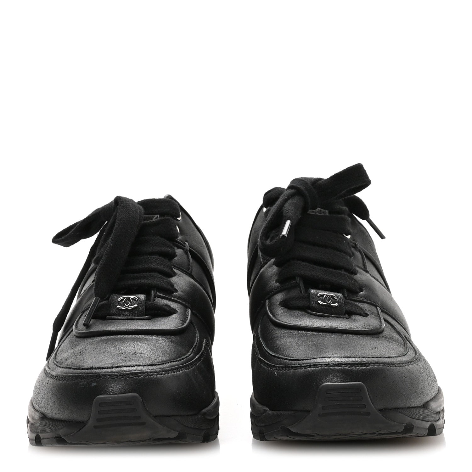 Chanel Calfskin Tweed Womens Sneakers 37 Black 3 of 8