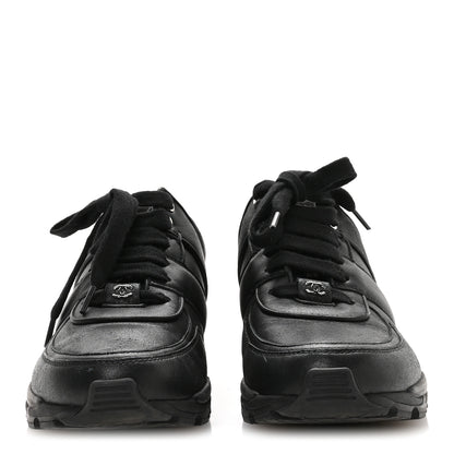 Chanel Calfskin Tweed Womens Sneakers 37 Black 3 of 8