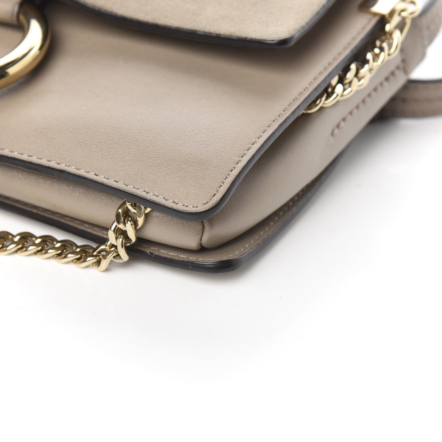 Suede Calfskin Small Faye Shoulder Bag Motty Grey