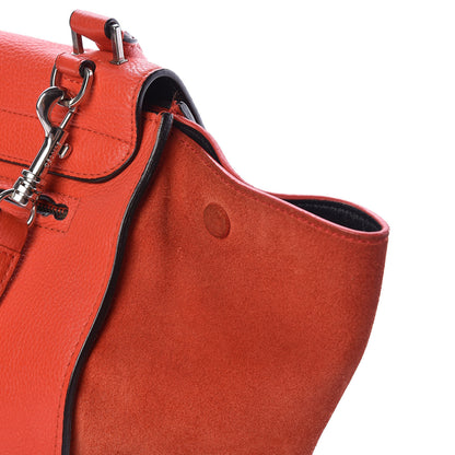Celine Drummed Calfskin Suede Medium Trapeze Vermillion 8 of 11