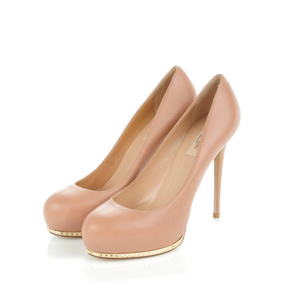 Valentino Garavani Calfskin Soul Rockstud Platform Pumps 37.5 Beige 3 of 7