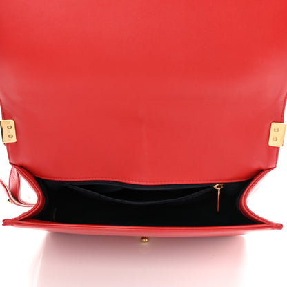 Chanel Lambskin Embossed New Medium Boy Cube Flap Red 4 of 10