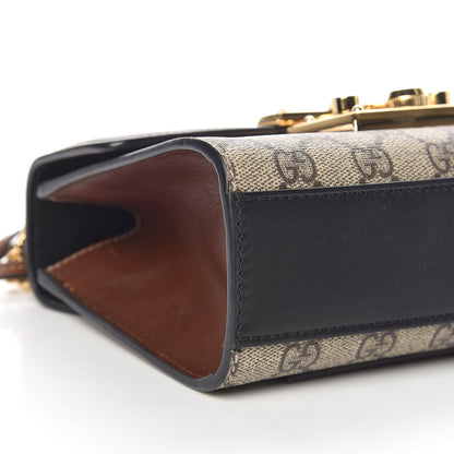 Gucci GG Supreme Monogram Calfskin Small Padlock Shoulder Bag Beige Black Cuir 9 of 10