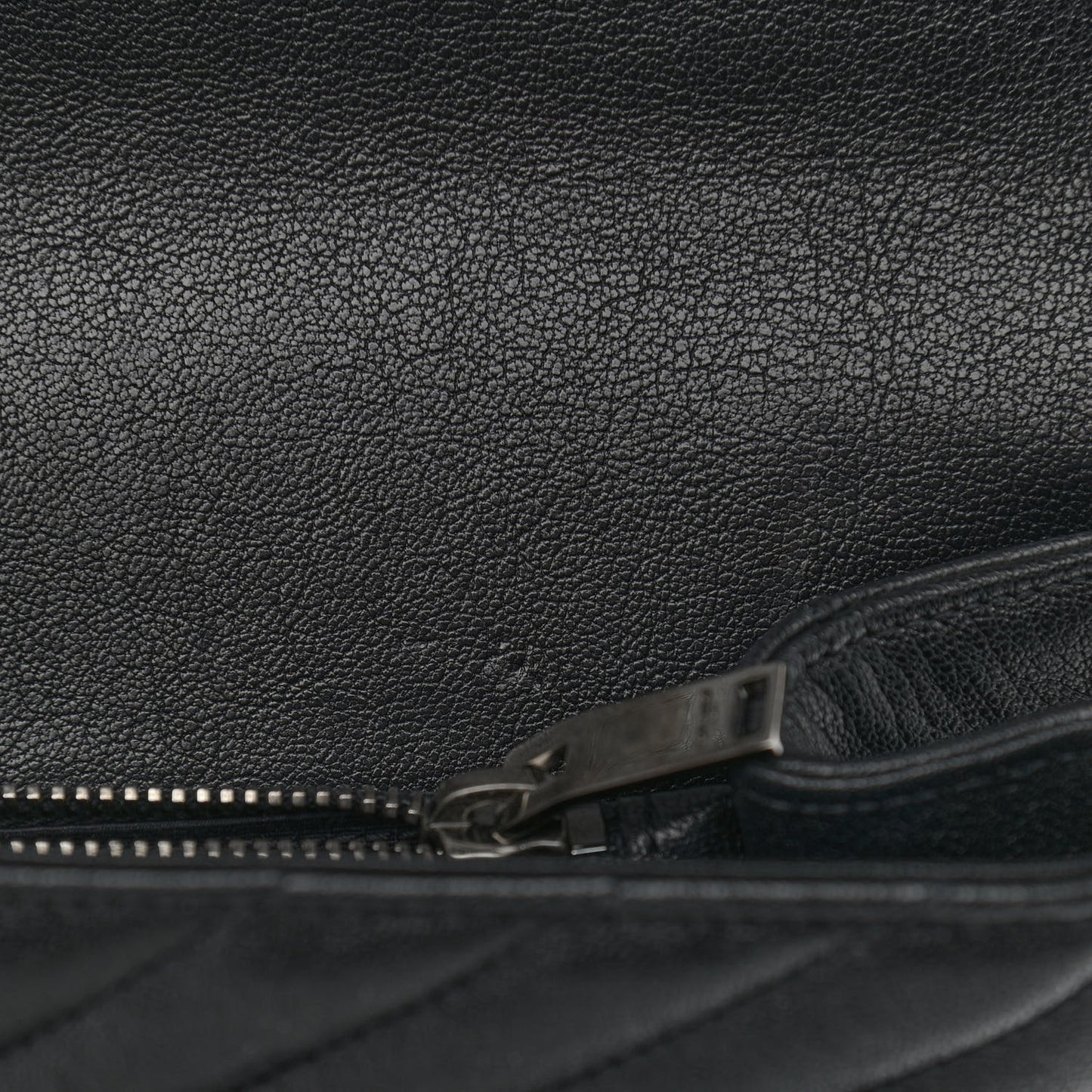 Sheepskin Matelasse Chevron Monogram Large College Satchel Black