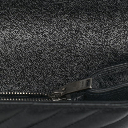 Saint Laurent Sheepskin Matelasse Chevron Monogram Large College Satchel Black 11 of 14