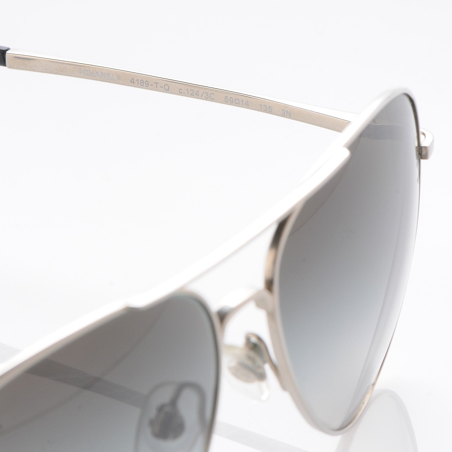 Chanel CC Aviator Sunglasses 4189-TQ Silver 5 of 9