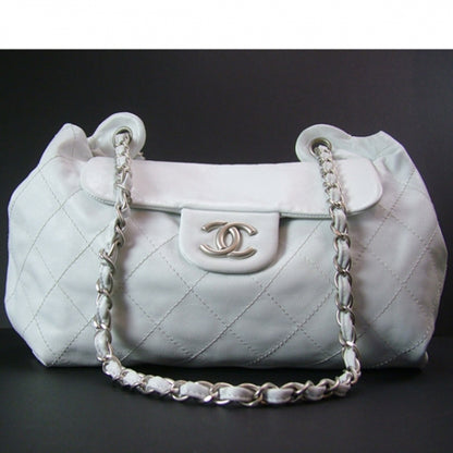 Chanel Leather Quilted Flap Hobo Ivory 1 of 11