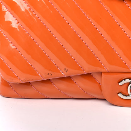 Chanel Patent Chevron Quilted Jumbo Single Flap Orange 5 of 6