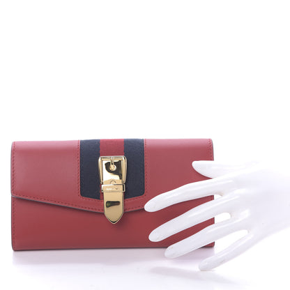 Gucci Calfskin Sylvie Continental Wallet Hibiscus Red 2 of 10
