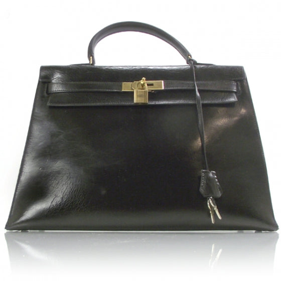 Box Leather Kelly 35 Black