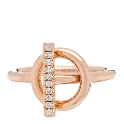 Hermes 18K Rose Gold Diamond PM Echappee Ring 53 6.5 1 of 5