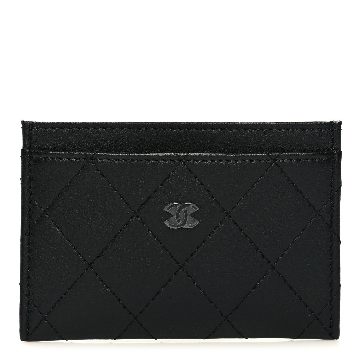 Chanel Lambskin Glitter Quilted Card Holder Black 1 of 10