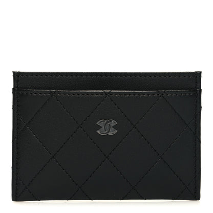 Chanel Lambskin Glitter Quilted Card Holder Black 1 of 10