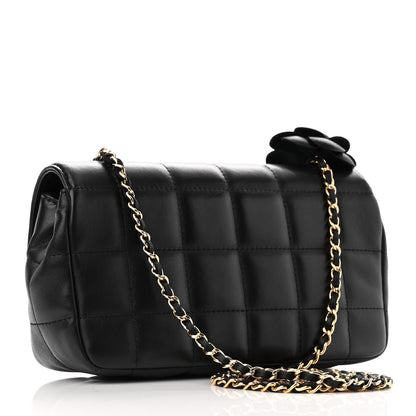 Chanel Lambskin Quilted Mini Chocolate Bar Camellia Flap Black 3 of 11
