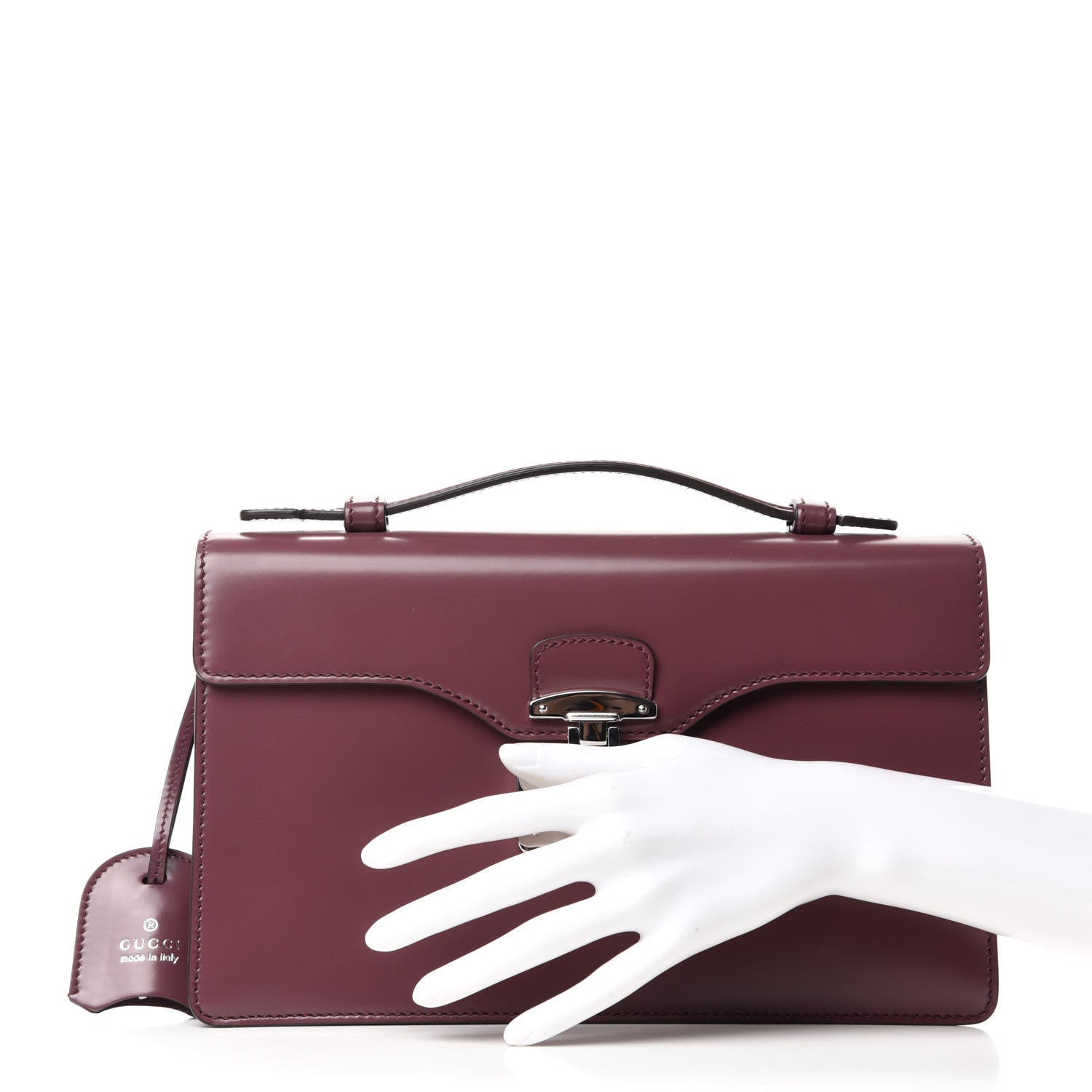 Gucci Regent Calfskin Small Lady Lock Briefcase Clutch Red Orchid 2 of 10