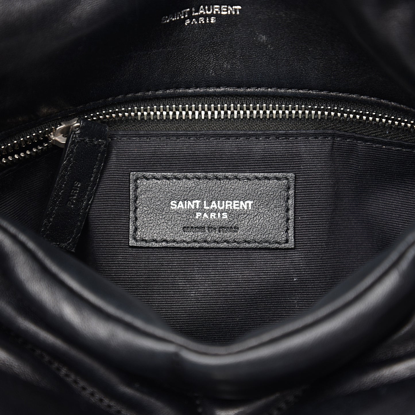 Lambskin Quilted Small Loulou Puffer Monogram Chain Satchel Black