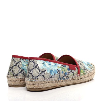 Gucci GG Supreme Monogram Blooms Espadrilles 37.5 Beige Blue Navy Hibiscus Red 4 of 12