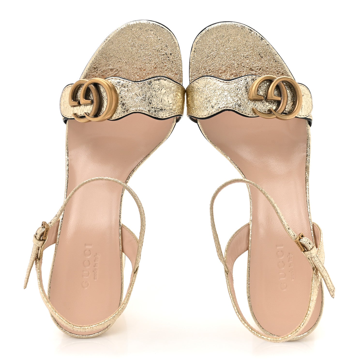 Gucci Galassia GG Marmont Ankle Wrap 75mm Sandals 36.5 Platino 2 of 10