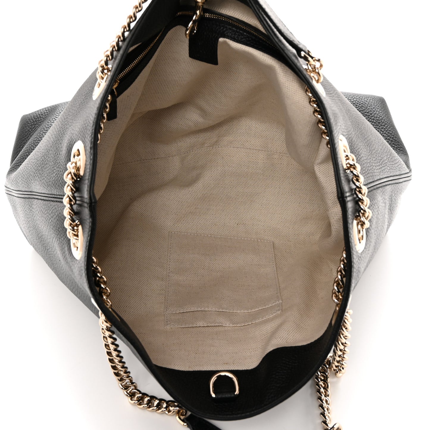 Pebbled Calfskin Medium Soho Chain Shoulder Bag Black
