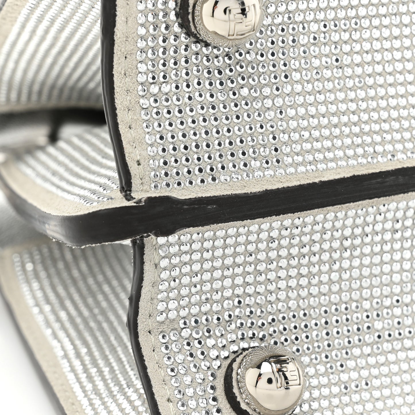 Crystal Vitello Laminato FF Petite Peekaboo I SEE U Satchel Crystal Argento