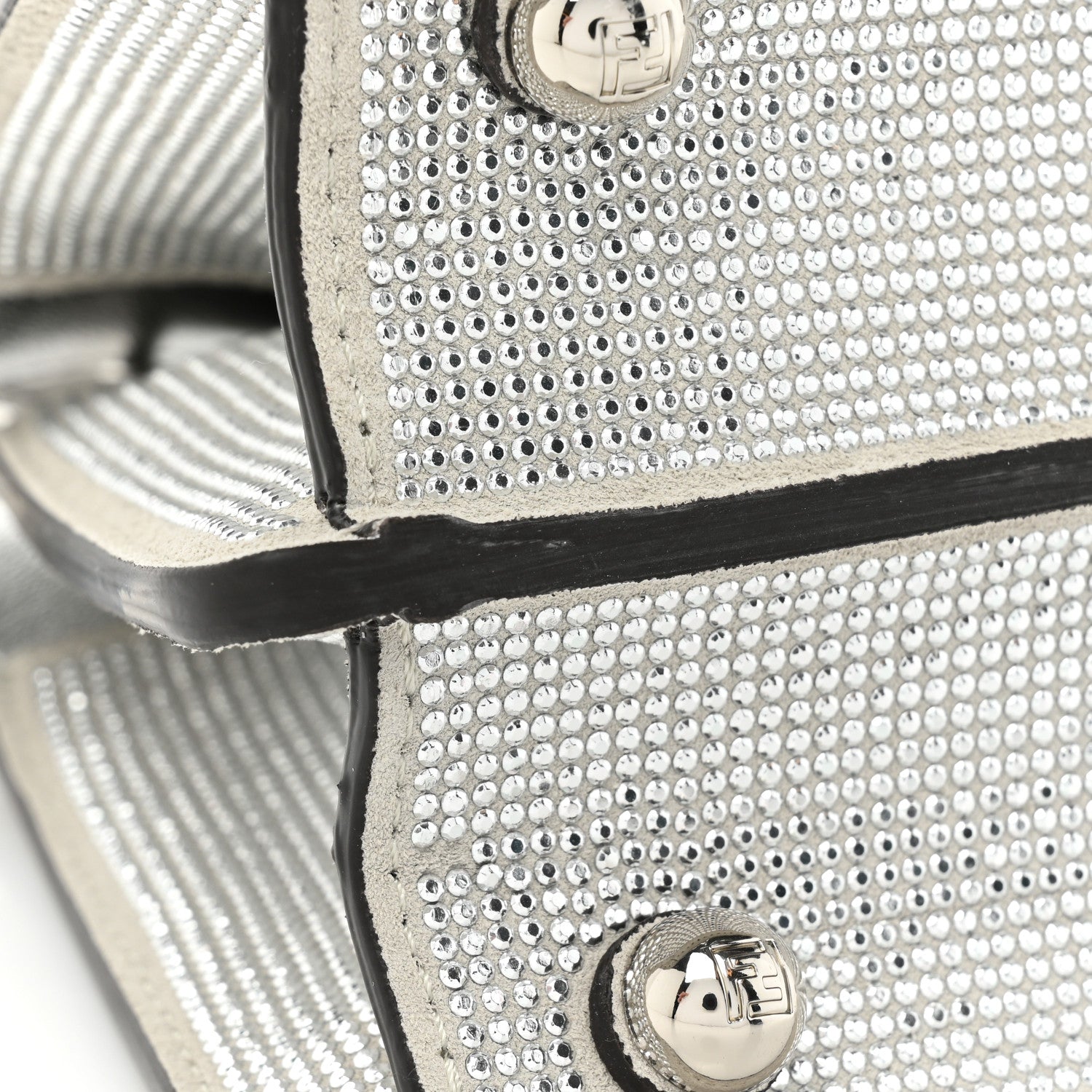 Fendi Crystal Vitello Laminato FF Petite Peekaboo I SEE U Satchel Crystal Argento 13 of 14