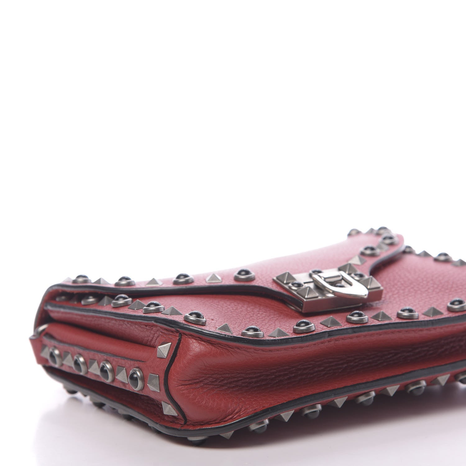 Valentino Garavani Stampa Alce Calfskin Guitar Strap Rockstud Rolling Shoulder Flap Messenger Bag Rubin 7 of 9