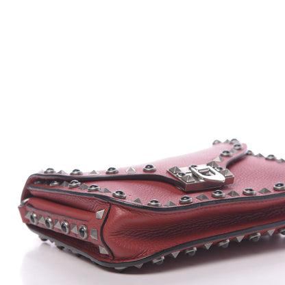 Valentino Garavani Stampa Alce Calfskin Guitar Strap Rockstud Rolling Shoulder Flap Messenger Bag Rubin 7 of 9