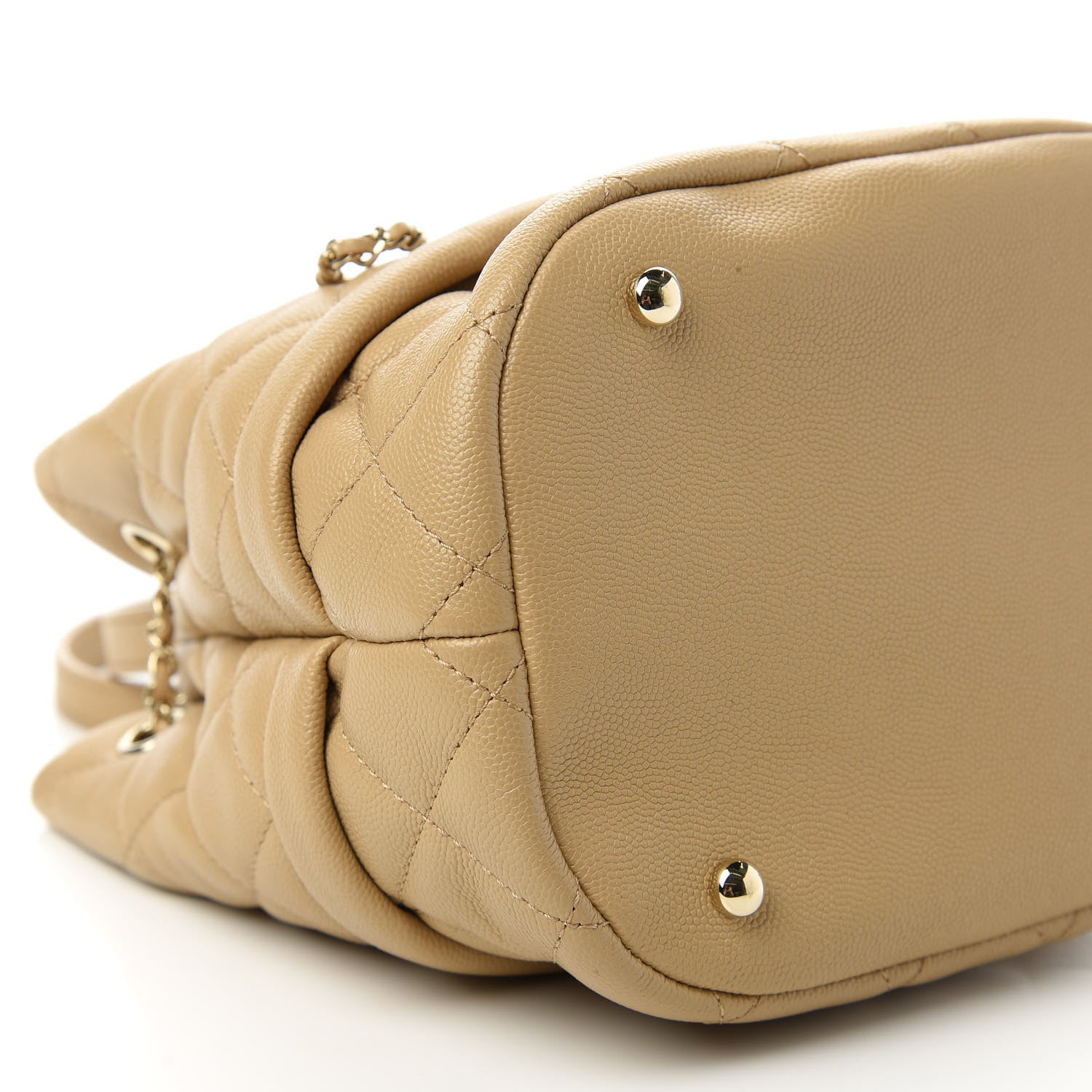 Chanel Caviar Quilted Rolled Up Bucket Drawstring Bag Beige Clair 6 of 11