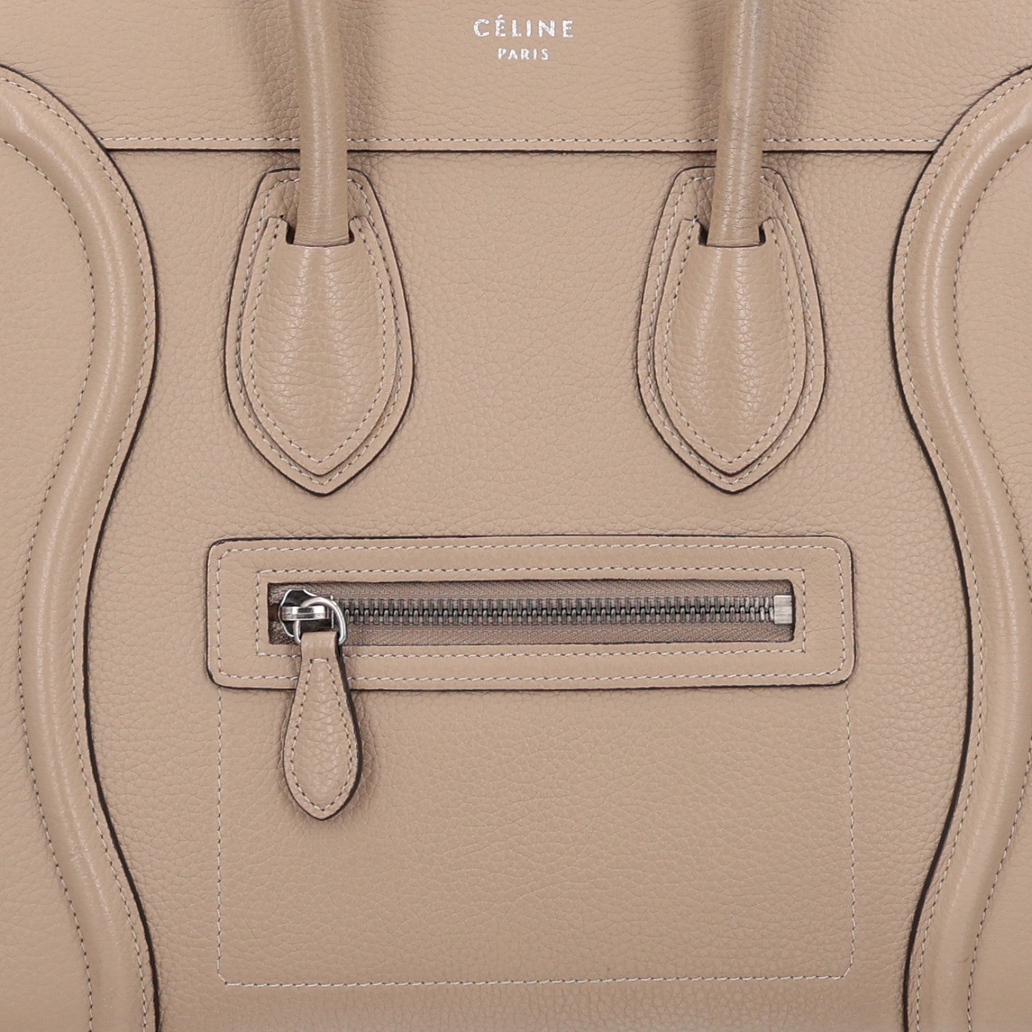Celine Drummed Calfskin Micro Luggage Dune 8 of 10