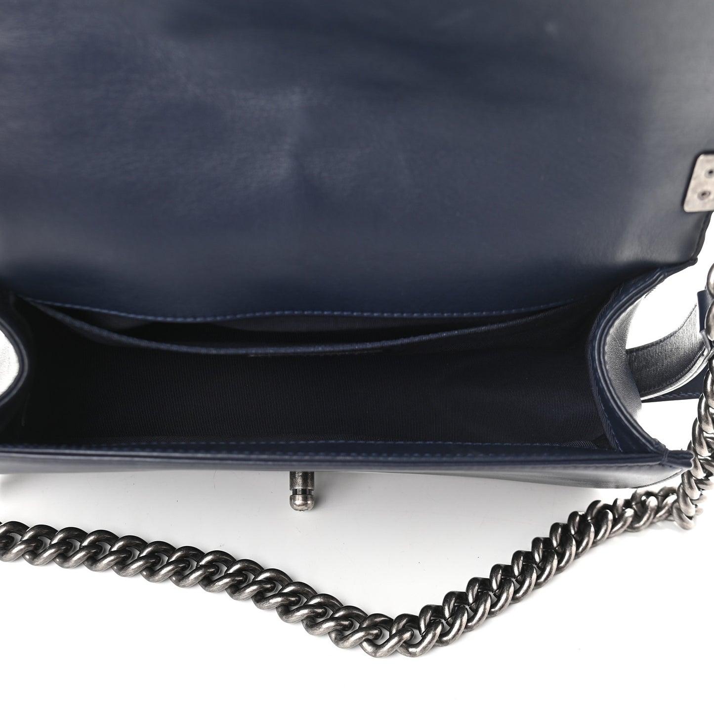 Lambskin Quilted Small Boy Flap Navy