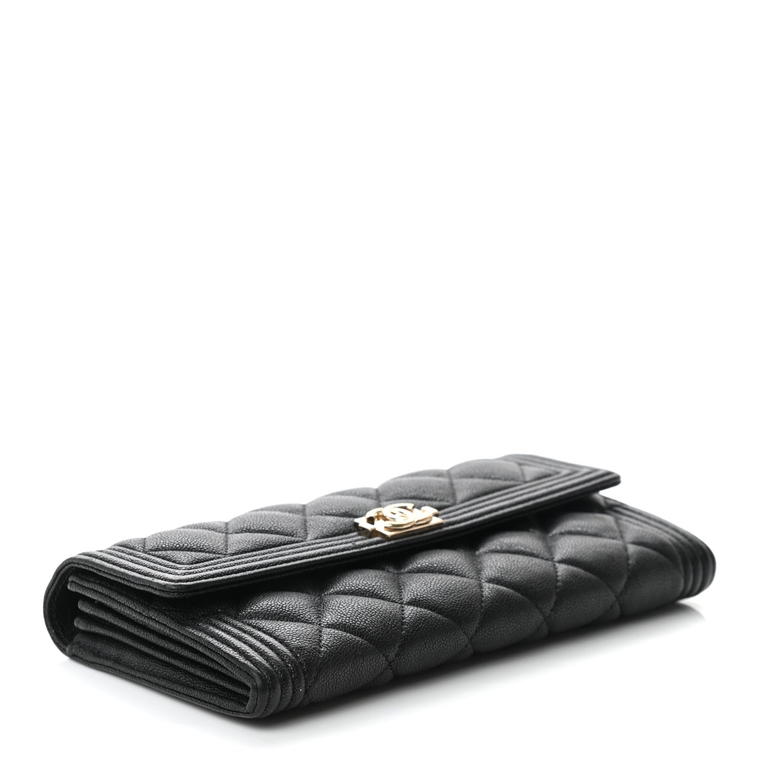 Chanel Caviar Quilted Large Boy Gusset Flap Wallet Black 4 of 10