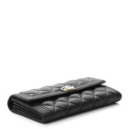Chanel Caviar Quilted Large Boy Gusset Flap Wallet Black 4 of 10