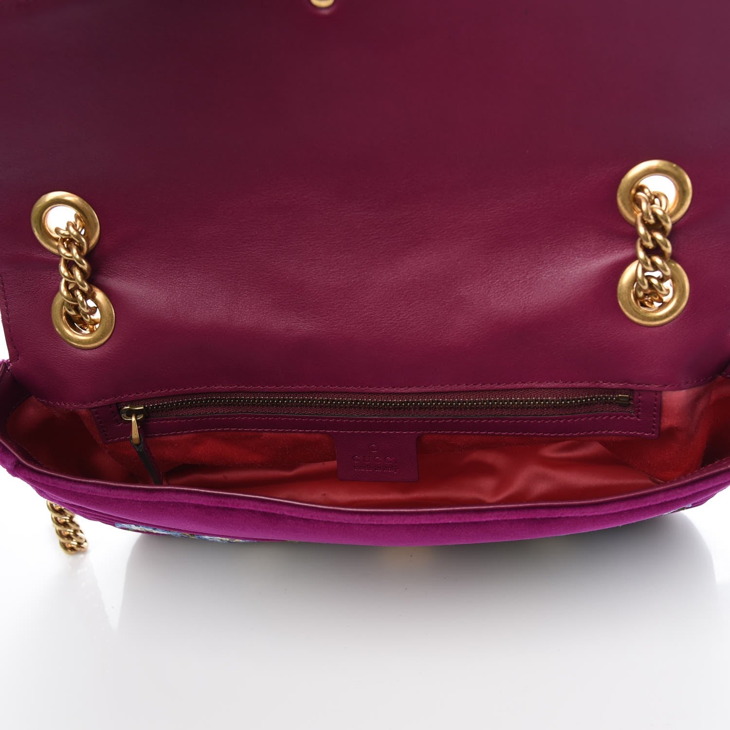 Gucci Velvet Matelasse Loved Embroidered Medium GG Marmont Shoulder Bag Fuchsia Violet Cyclamen 5 of 8