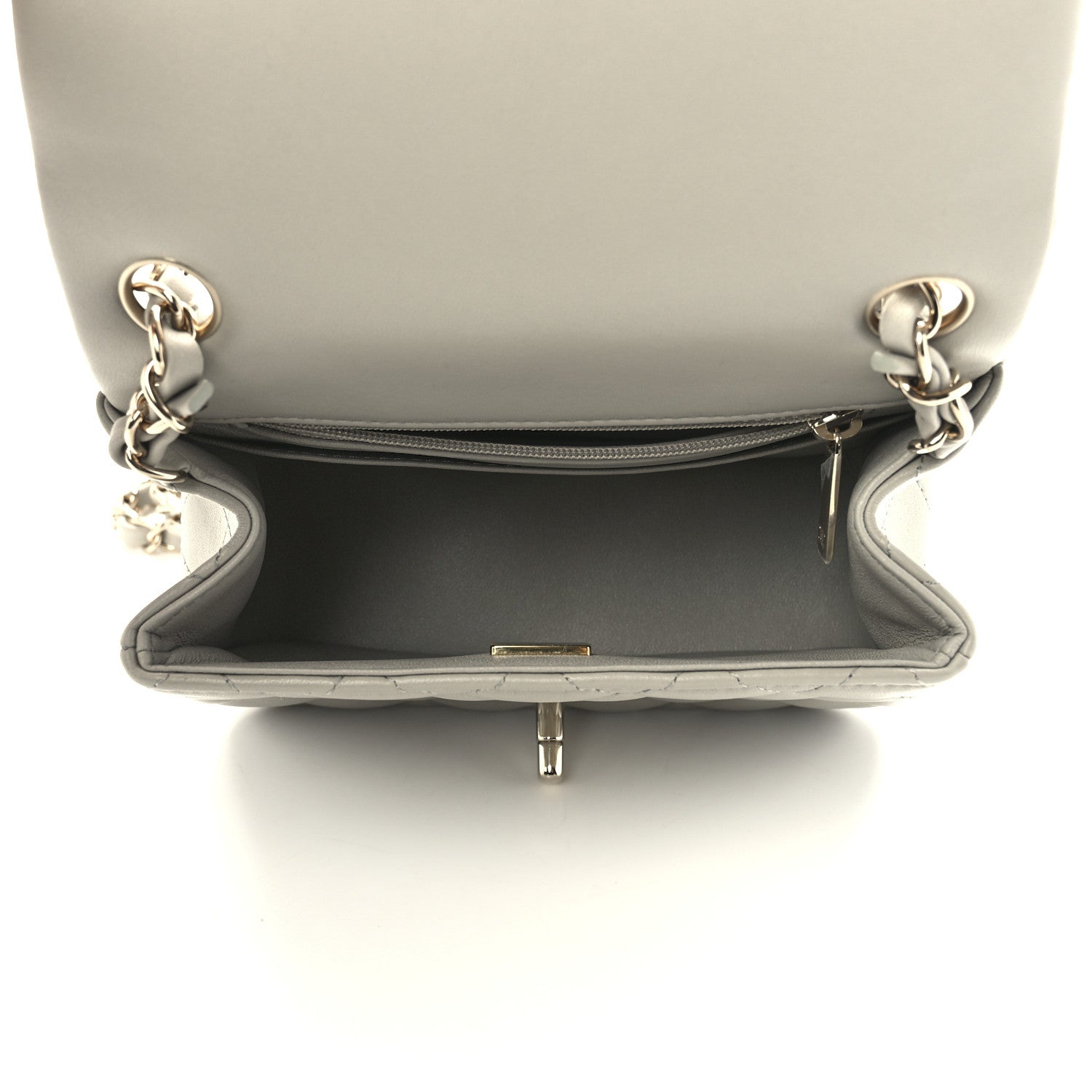 Chanel Lambskin Quilted Mini Square Flap Light Grey 5 of 13