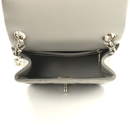 Chanel Lambskin Quilted Mini Square Flap Light Grey 5 of 13