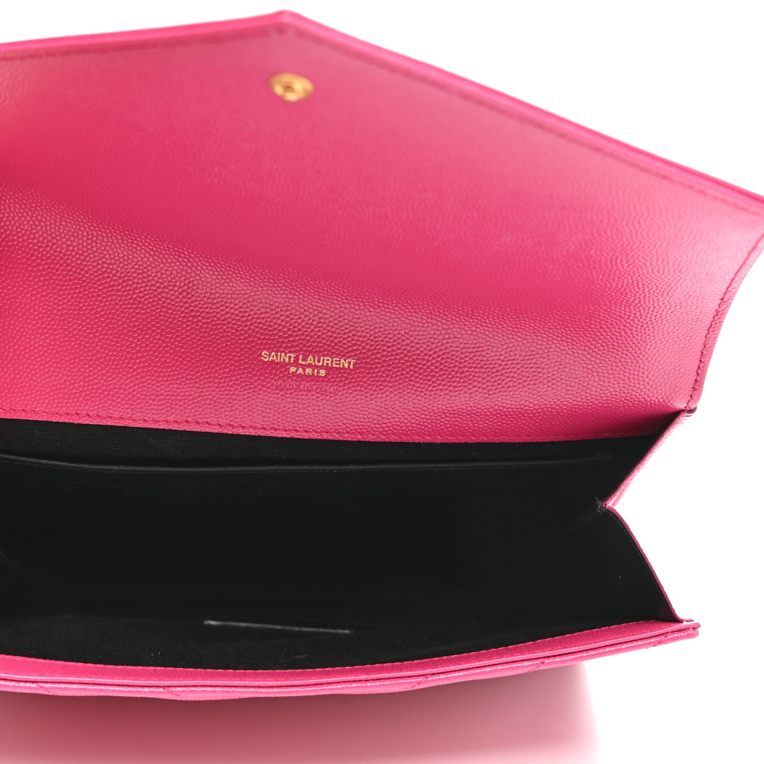 Saint Laurent Grain De Poudre Matelasse Chevron Monogram Envelope Clutch Fuchsia 5 of 8
