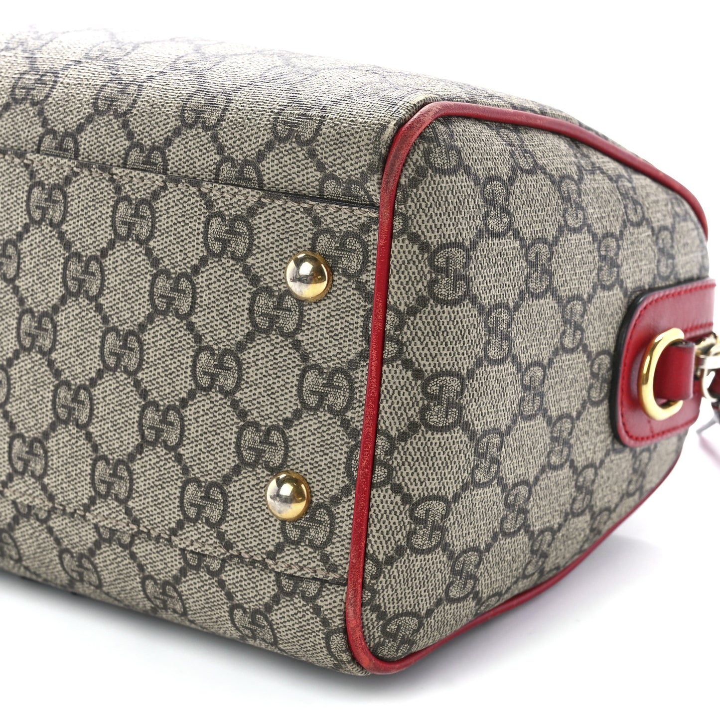GG Supreme Monogram Kingsnake Heart Embroidered Small Boston Red