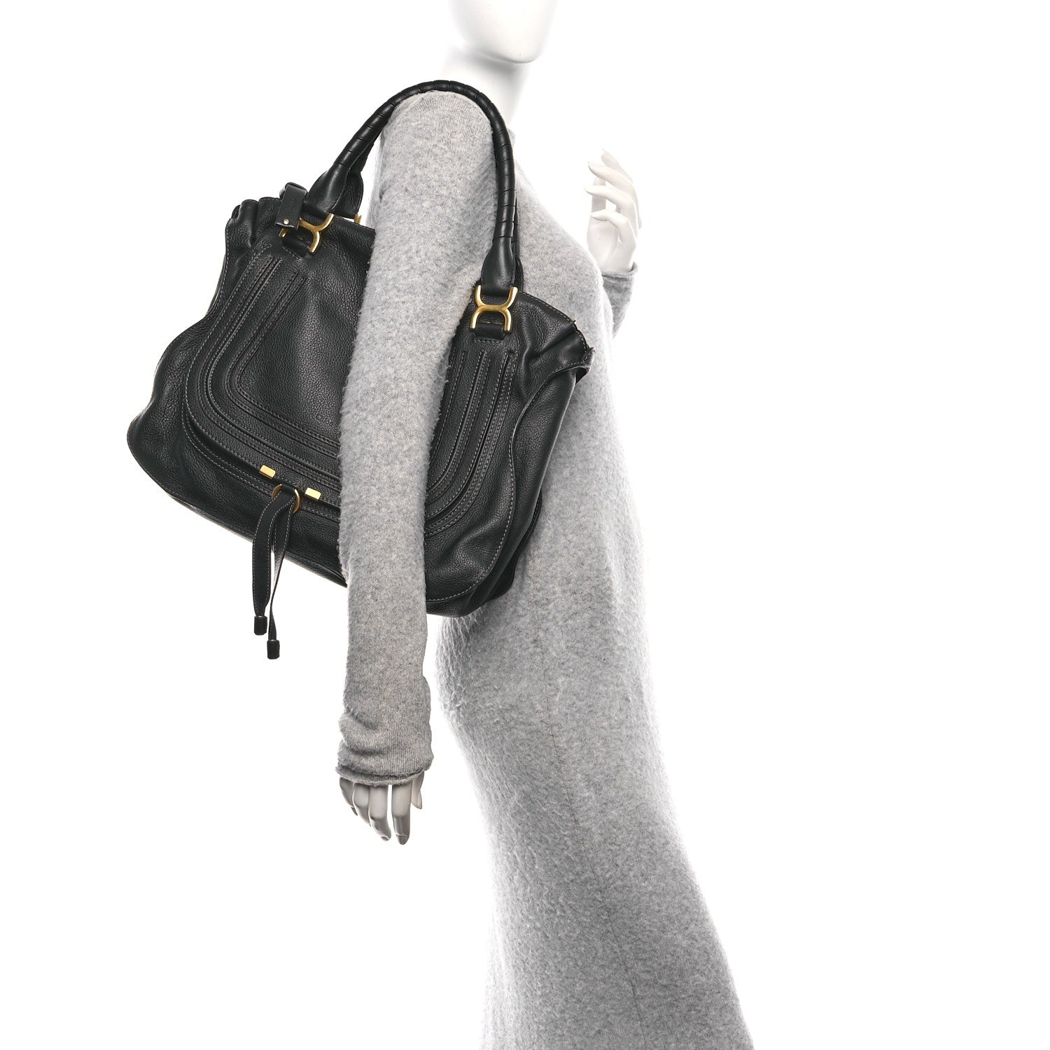 Chloe Calfskin Large Marcie Satchel Black 2 of 11