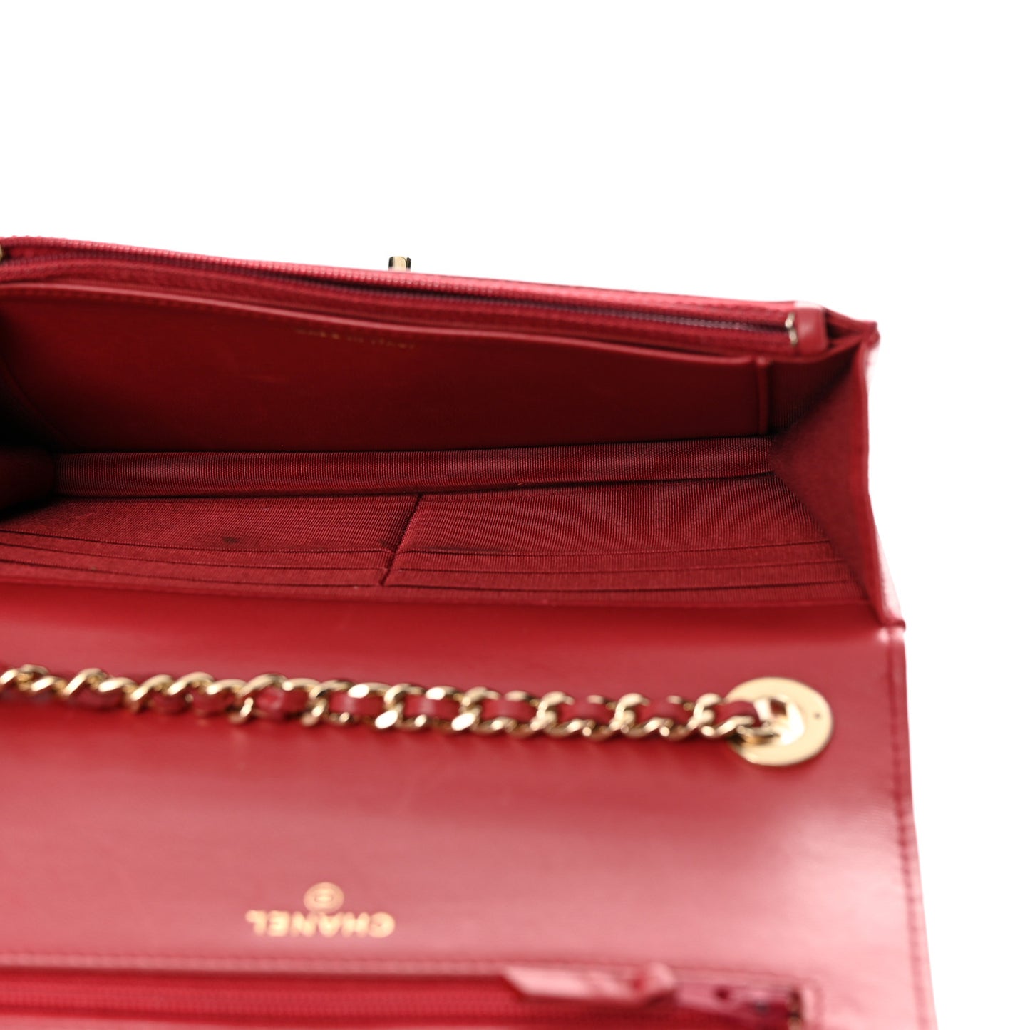Lambskin Quilted Trendy CC Wallet On Chain WOC Red