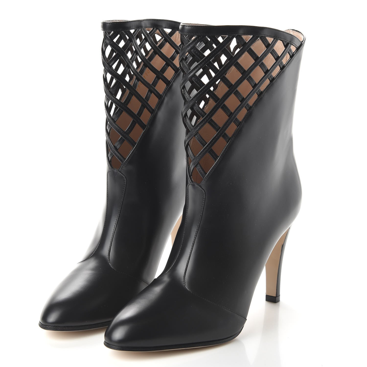 Gucci Plume Calfskin Damir Lattice Cutout Boots 39.5 Black 3 of 9