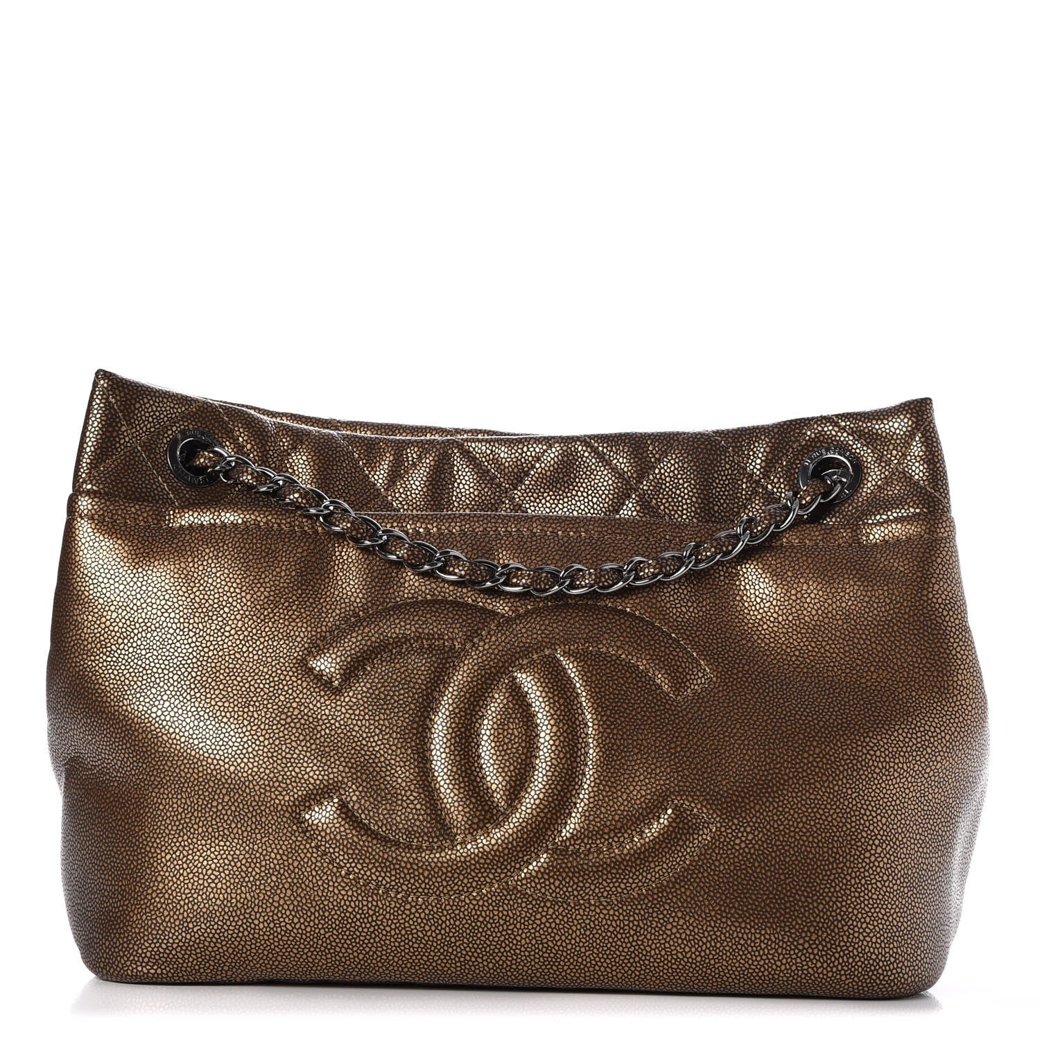 Chanel Metallic Caviar Quilted Large Timeless CC Soft Tote Bronze 1 of 8