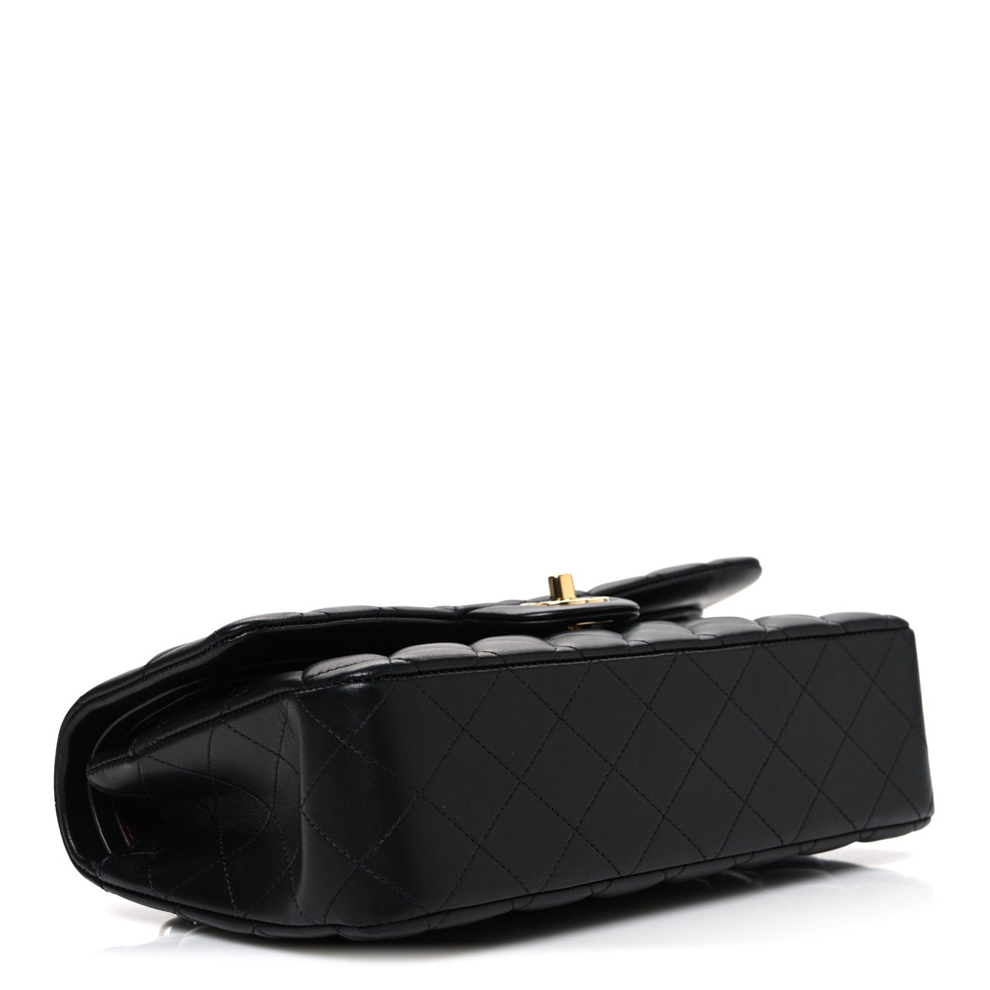 Lambskin Quilted Medium Double Flap Black