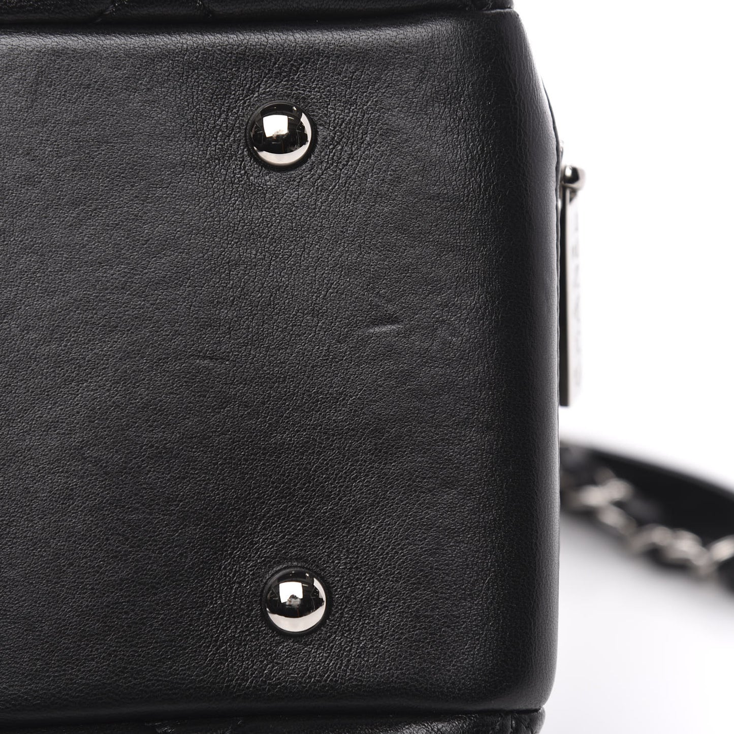 Lambskin Quilted Small Trendy CC Bowling Bag Black
